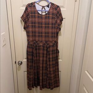 torrid Brown Plaid Short-Sleeve Fit & Flare Dress